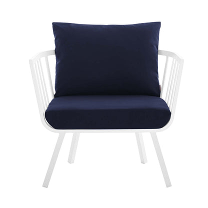 Riverside Outdoor Patio Aluminum Armchair - White Navy
