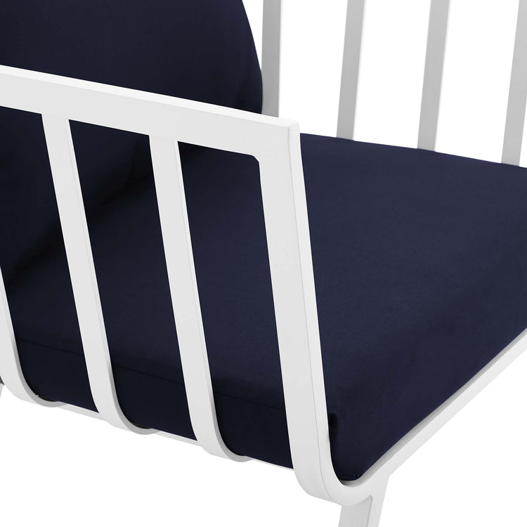 Riverside Outdoor Patio Aluminum Armchair - White Navy