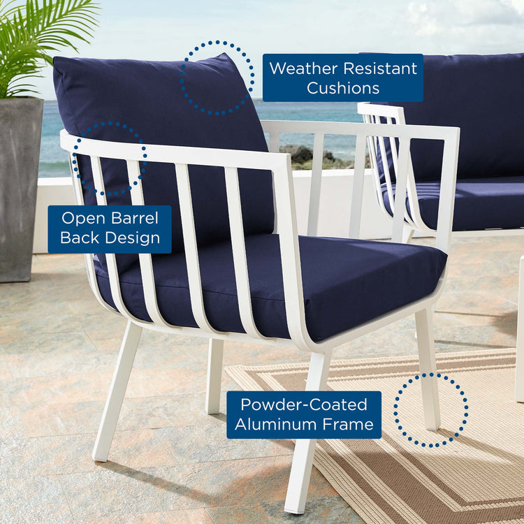 Riverside Outdoor Patio Aluminum Armchair - White Navy