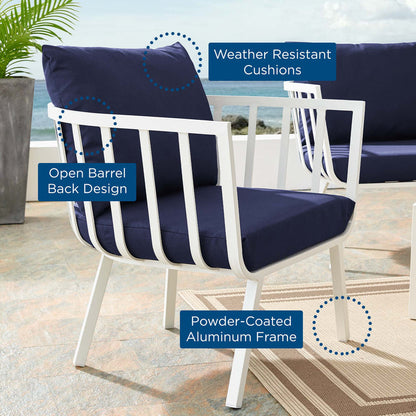 Riverside Outdoor Patio Aluminum Armchair - White Navy