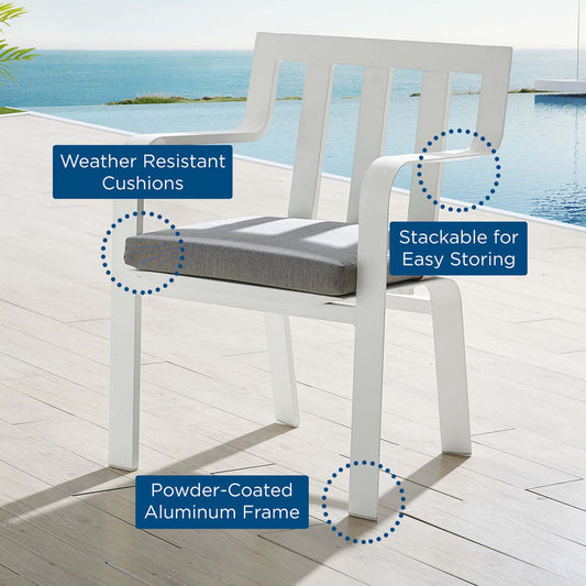 Baxley Stackable Outdoor Patio Aluminum Dining Armchair - White Gray