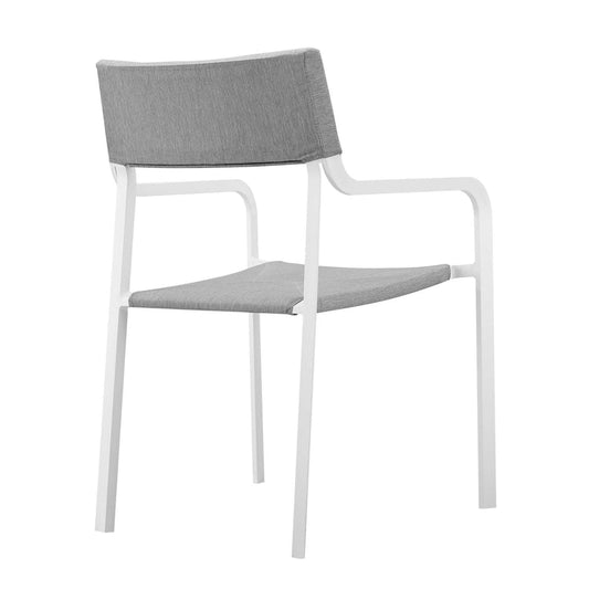 Raleigh Stackable Outdoor Patio Aluminum Dining Armchair - White Gray