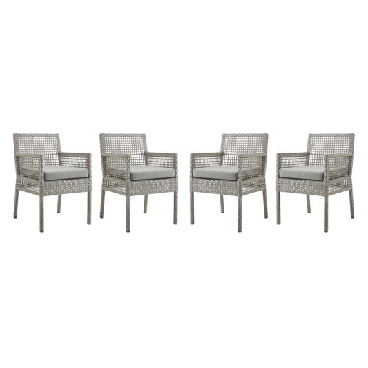 Aura Outdoor Patio Wicker Rattan Dining Armchair Set of 4 - Gray Gray
