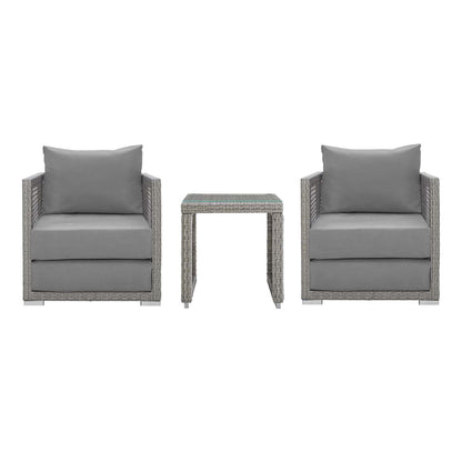 Aura 3 Piece Outdoor Patio Wicker Rattan Set - Gray Gray