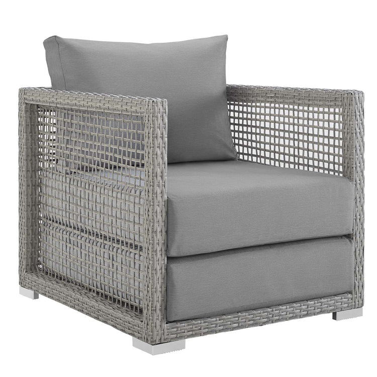 Aura 3 Piece Outdoor Patio Wicker Rattan Set - Gray Gray