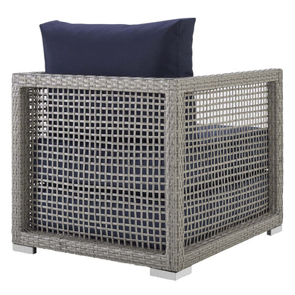Aura 3 Piece Outdoor Patio Wicker Rattan Set - Gray Navy