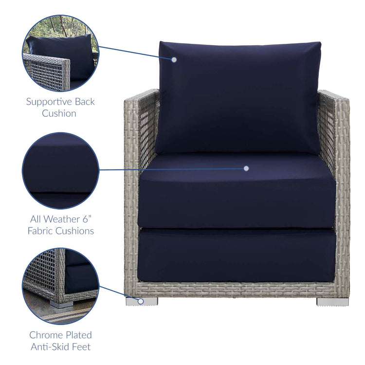 Aura 3 Piece Outdoor Patio Wicker Rattan Set - Gray Navy
