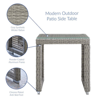 Aura 3 Piece Outdoor Patio Wicker Rattan Set - Gray Navy