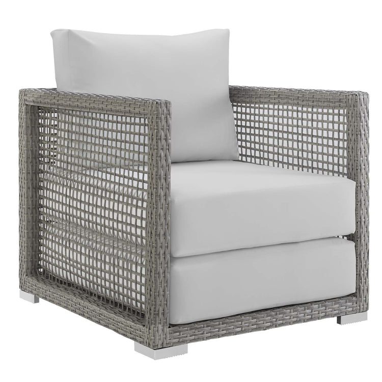 Aura 3 Piece Outdoor Patio Wicker Rattan Set - Gray White