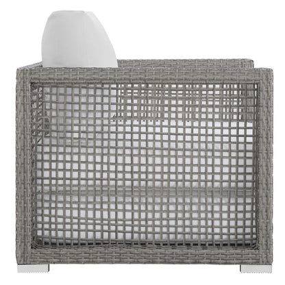 Aura 3 Piece Outdoor Patio Wicker Rattan Set - Gray White