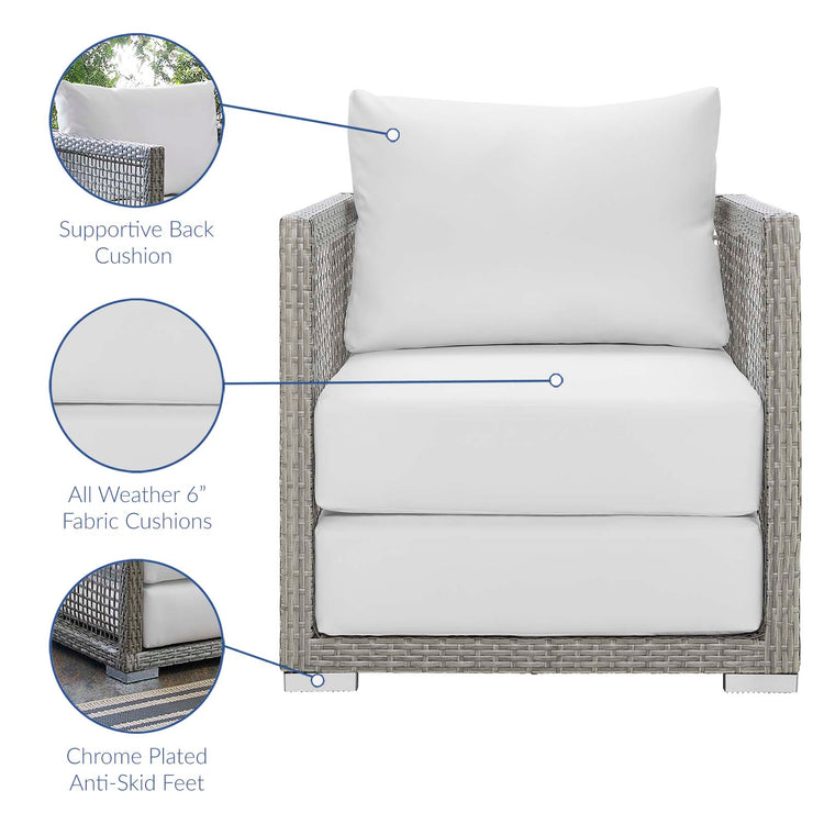 Aura 3 Piece Outdoor Patio Wicker Rattan Set - Gray White