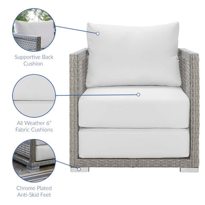 Aura 3 Piece Outdoor Patio Wicker Rattan Set - Gray White