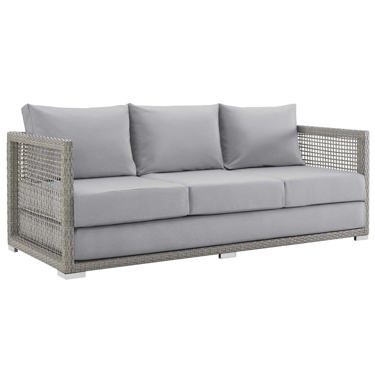 Aura 4 Piece Outdoor Patio Wicker Rattan Set - Gray Gray