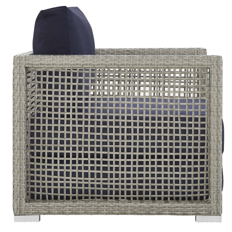 Aura 4 Piece Outdoor Patio Wicker Rattan Set - Gray Navy