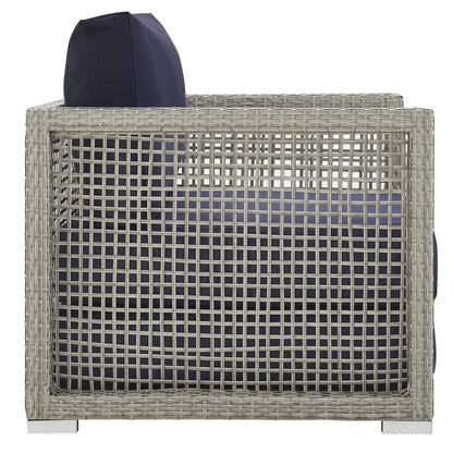 Aura 4 Piece Outdoor Patio Wicker Rattan Set - Gray Navy