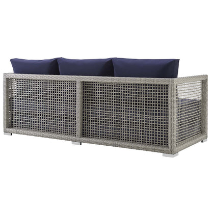 Aura 4 Piece Outdoor Patio Wicker Rattan Set - Gray Navy