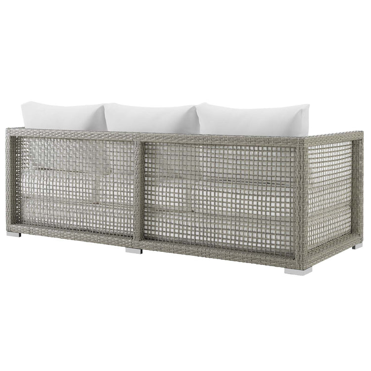 Aura 4 Piece Outdoor Patio Wicker Rattan Set - Gray White