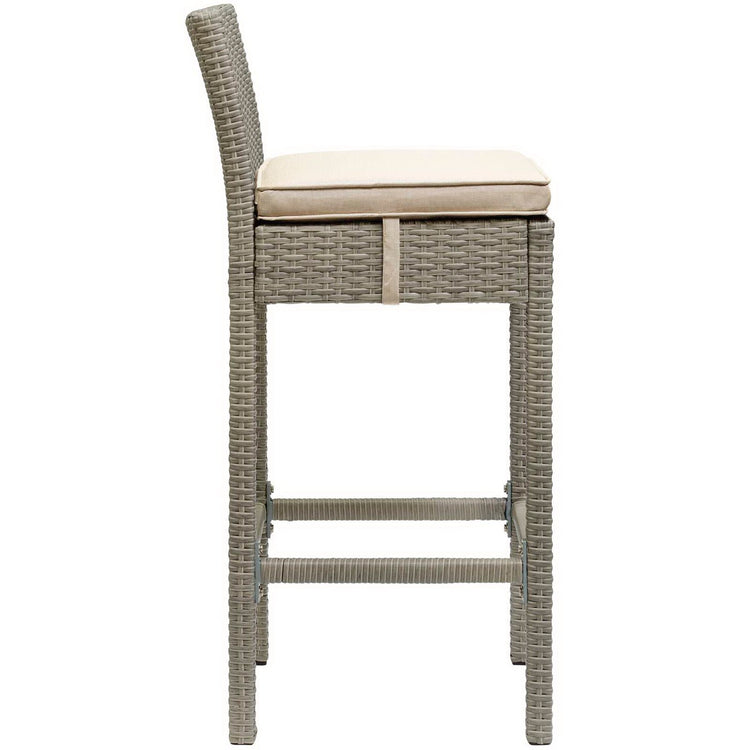 Conduit Outdoor Wicker Rattan Bar Stool Set of 2 - Light Gray Beige
