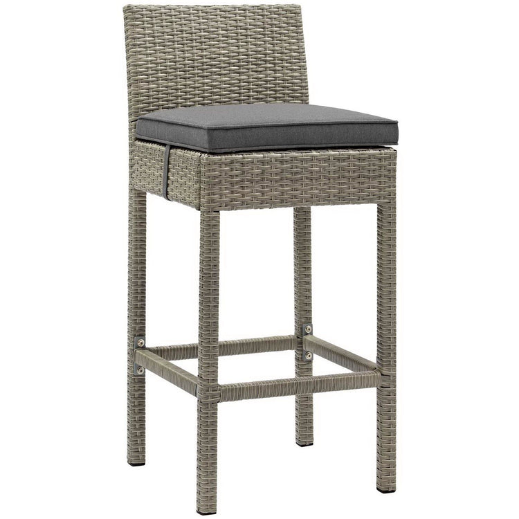 Conduit Outdoor Wicker Rattan Bar Stool Set of 2 - Light Gray Charcoal