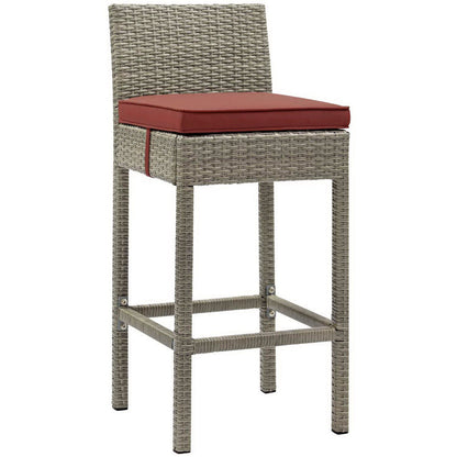 Conduit Outdoor Wicker Rattan Bar Stool Set of 2 - Light Gray Currant