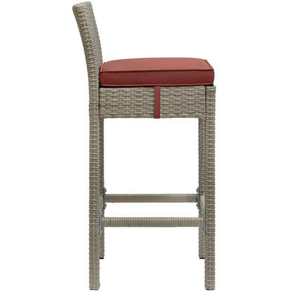 Conduit Outdoor Wicker Rattan Bar Stool Set of 2 - Light Gray Currant