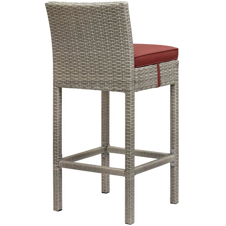 Conduit Outdoor Wicker Rattan Bar Stool Set of 2 - Light Gray Currant
