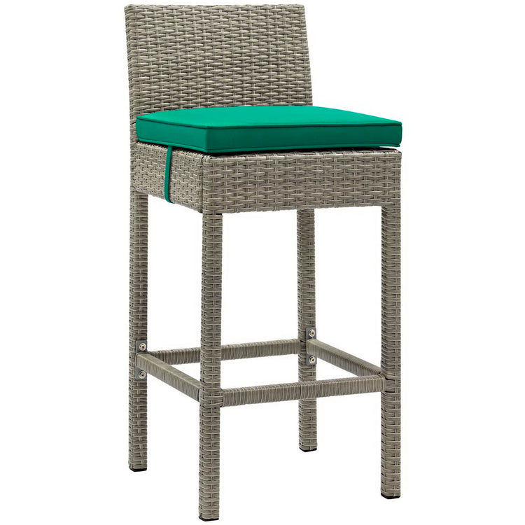 Conduit Outdoor Wicker Rattan Bar Stool Set of 2 - Light Gray Green