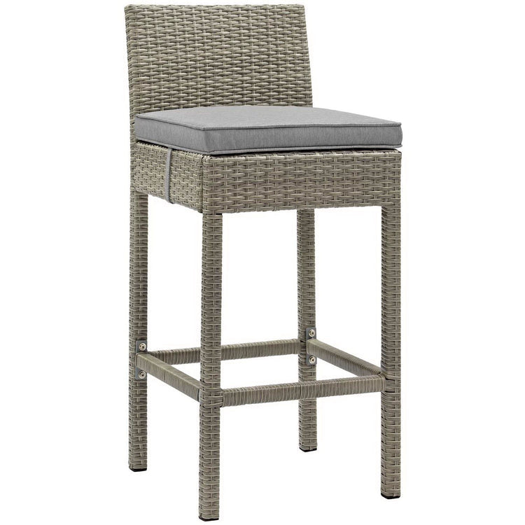 Conduit Outdoor Wicker Rattan Bar Stool Set of 2 - Light Gray Gray