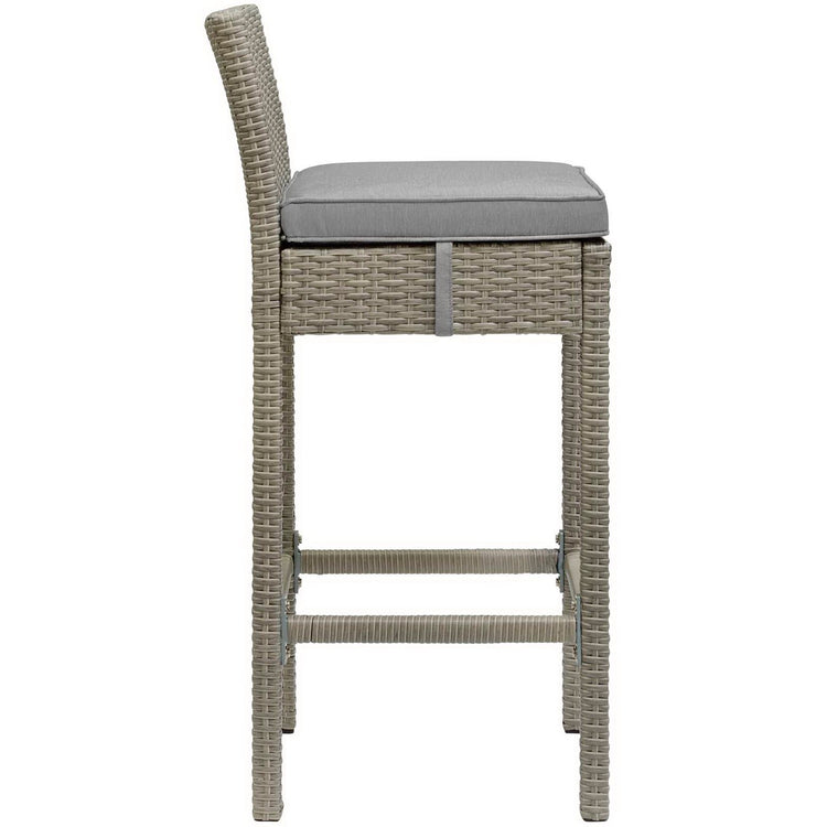 Conduit Outdoor Wicker Rattan Bar Stool Set of 2 - Light Gray Gray