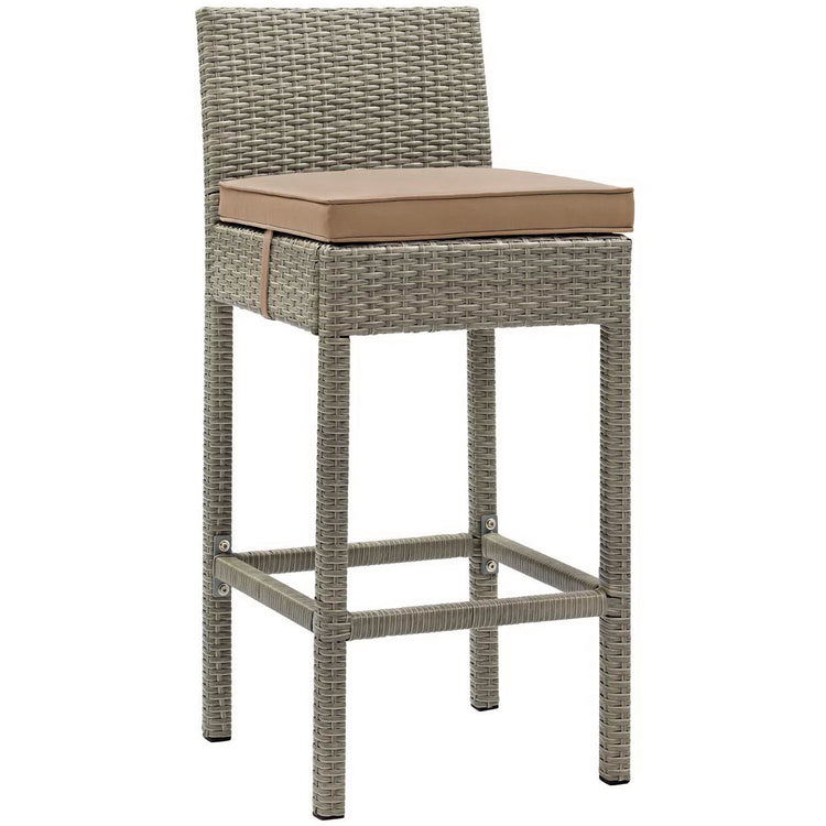 Conduit Outdoor Wicker Rattan Bar Stool Set of 2 - Light Gray Mocha