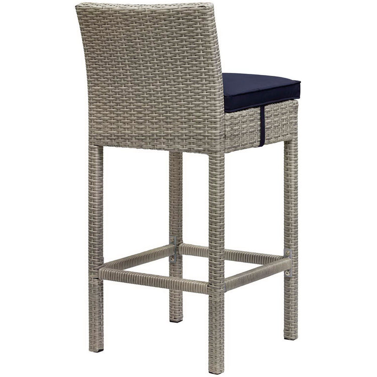 Conduit Outdoor Wicker Rattan Bar Stool Set of 2 - Light Gray Navy