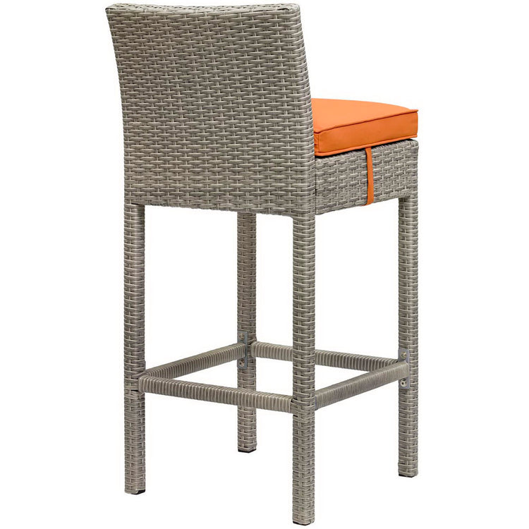 Conduit Outdoor Wicker Rattan Bar Stool Set of 2 - Light Gray Orange