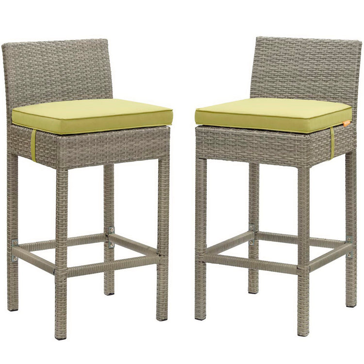 Conduit Outdoor Wicker Rattan Bar Stool Set of 2 - Light Gray Peridot