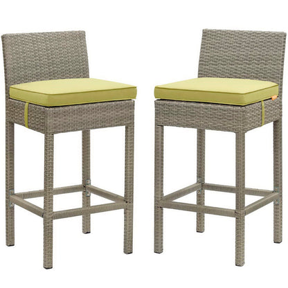 Conduit Outdoor Wicker Rattan Bar Stool Set of 2 - Light Gray Peridot