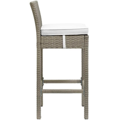 Conduit Outdoor Wicker Rattan Bar Stool Set of 2 - Light Gray White