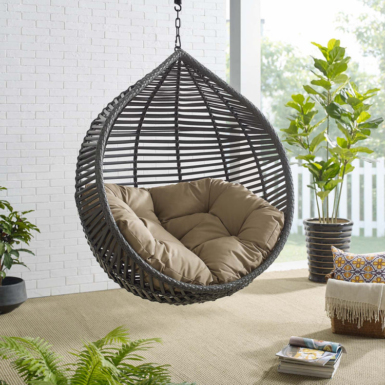 Garner Teardrop Outdoor Patio Swing Chair - Gray Mocha