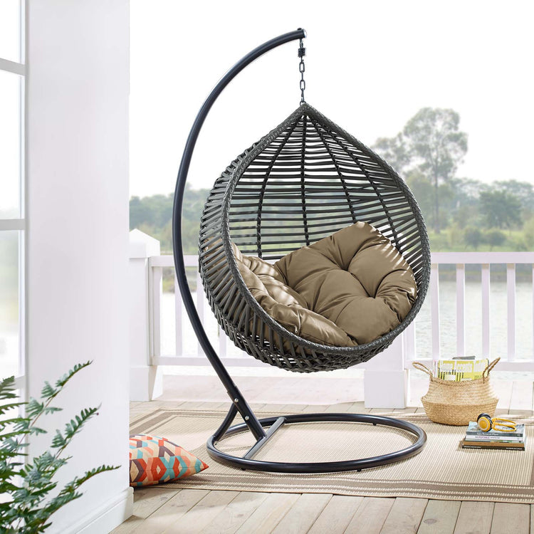 Garner Teardrop Outdoor Patio Swing Chair - Gray Mocha