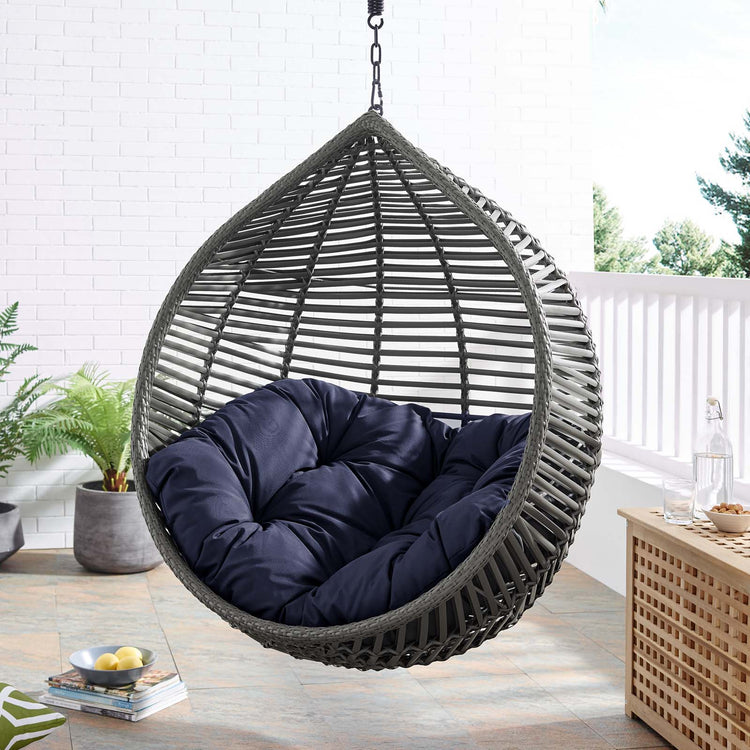 Garner Teardrop Outdoor Patio Swing Chair - Gray Navy