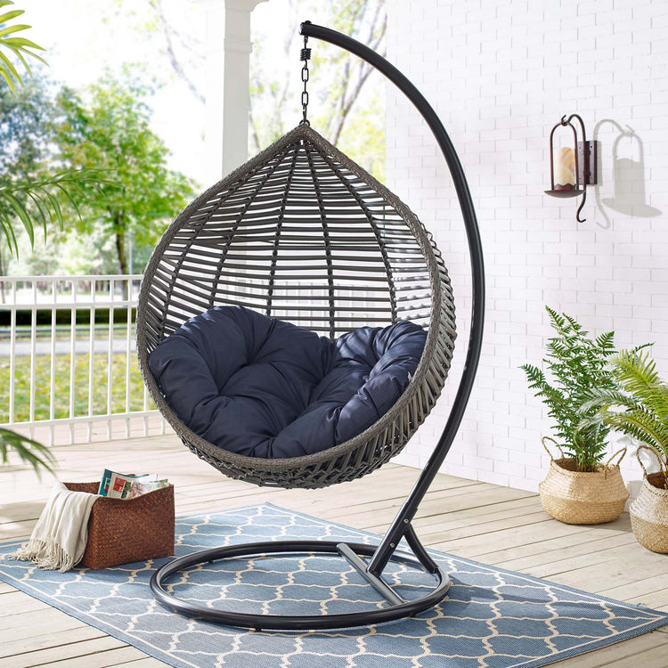 Garner Teardrop Outdoor Patio Swing Chair - Gray Navy