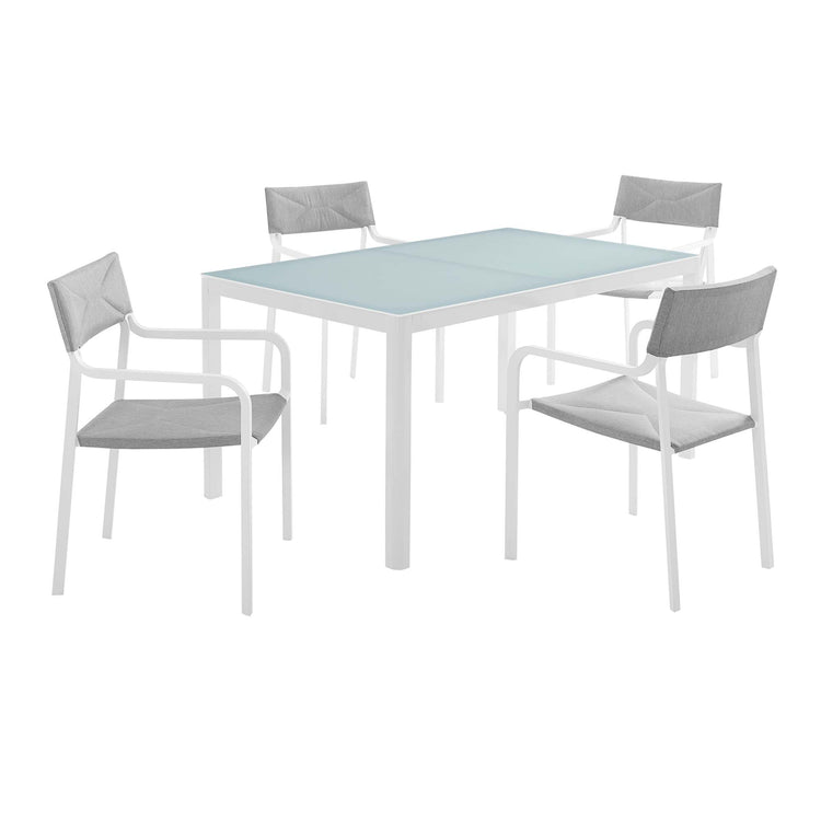 Raleigh 5 Piece Outdoor Patio Aluminum Dining Set - White Gray