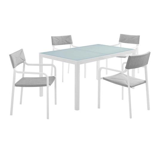 Raleigh 5 Piece Outdoor Patio Aluminum Dining Set - White Gray