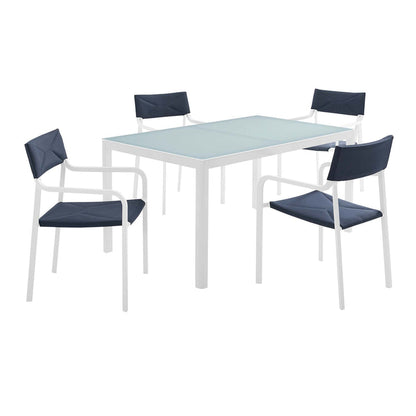Raleigh 5 Piece Outdoor Patio Aluminum Dining Set - White Navy