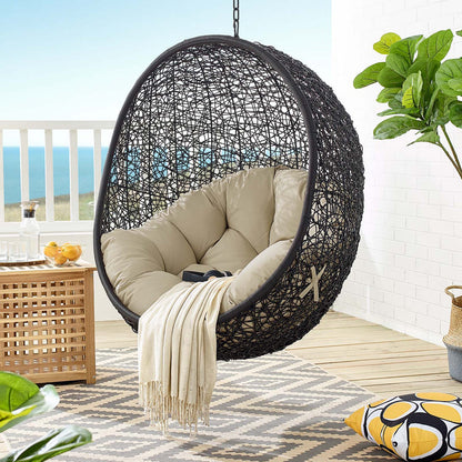 Encase Sunbrella® Swing Outdoor Patio Lounge Chair - Black Beige