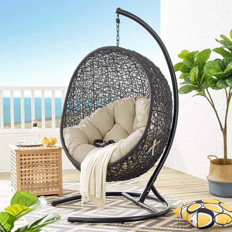 Encase Sunbrella® Swing Outdoor Patio Lounge Chair - Black Beige
