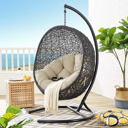 Encase Sunbrella® Swing Outdoor Patio Lounge Chair - Black Beige