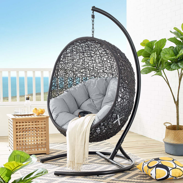 Encase Sunbrella® Swing Outdoor Patio Lounge Chair - Black Gray