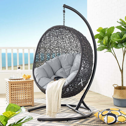 Encase Sunbrella® Swing Outdoor Patio Lounge Chair - Black Gray