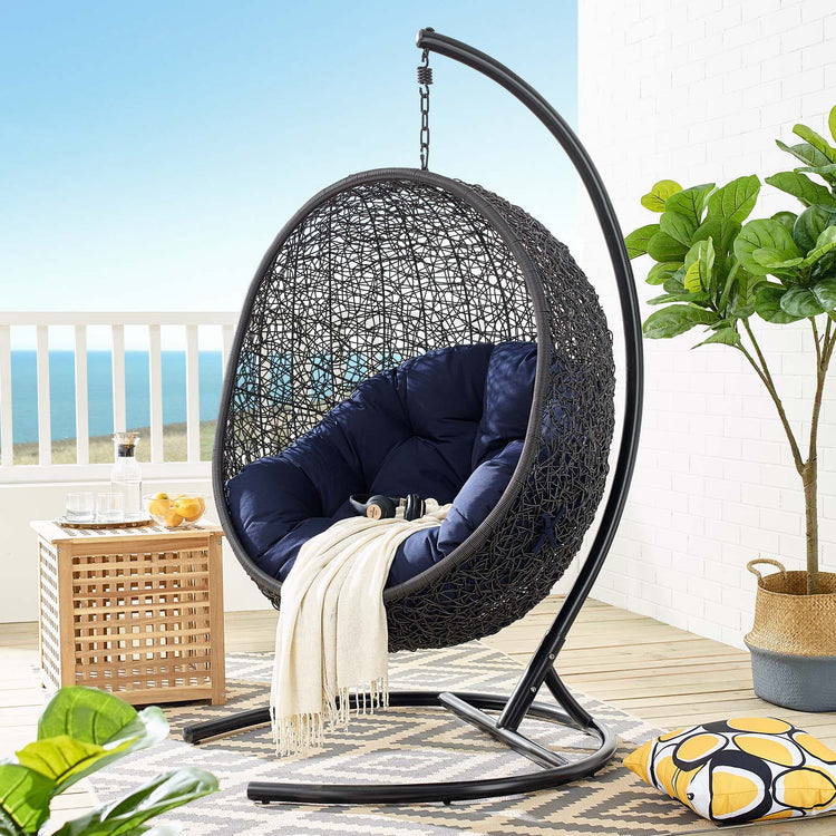 Encase Sunbrella® Swing Outdoor Patio Lounge Chair - Black Navy
