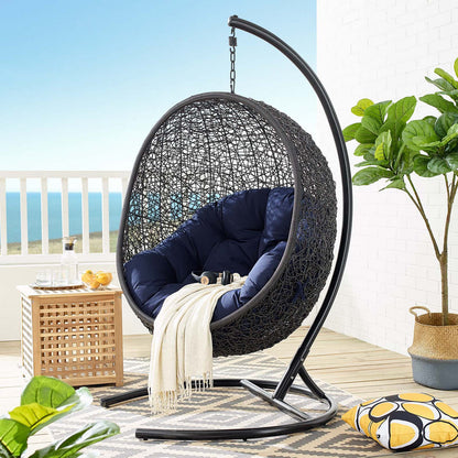 Encase Sunbrella® Swing Outdoor Patio Lounge Chair - Black Navy
