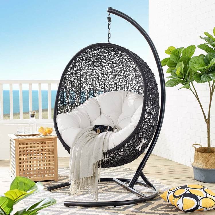 Encase Sunbrella® Swing Outdoor Patio Lounge Chair - Black White